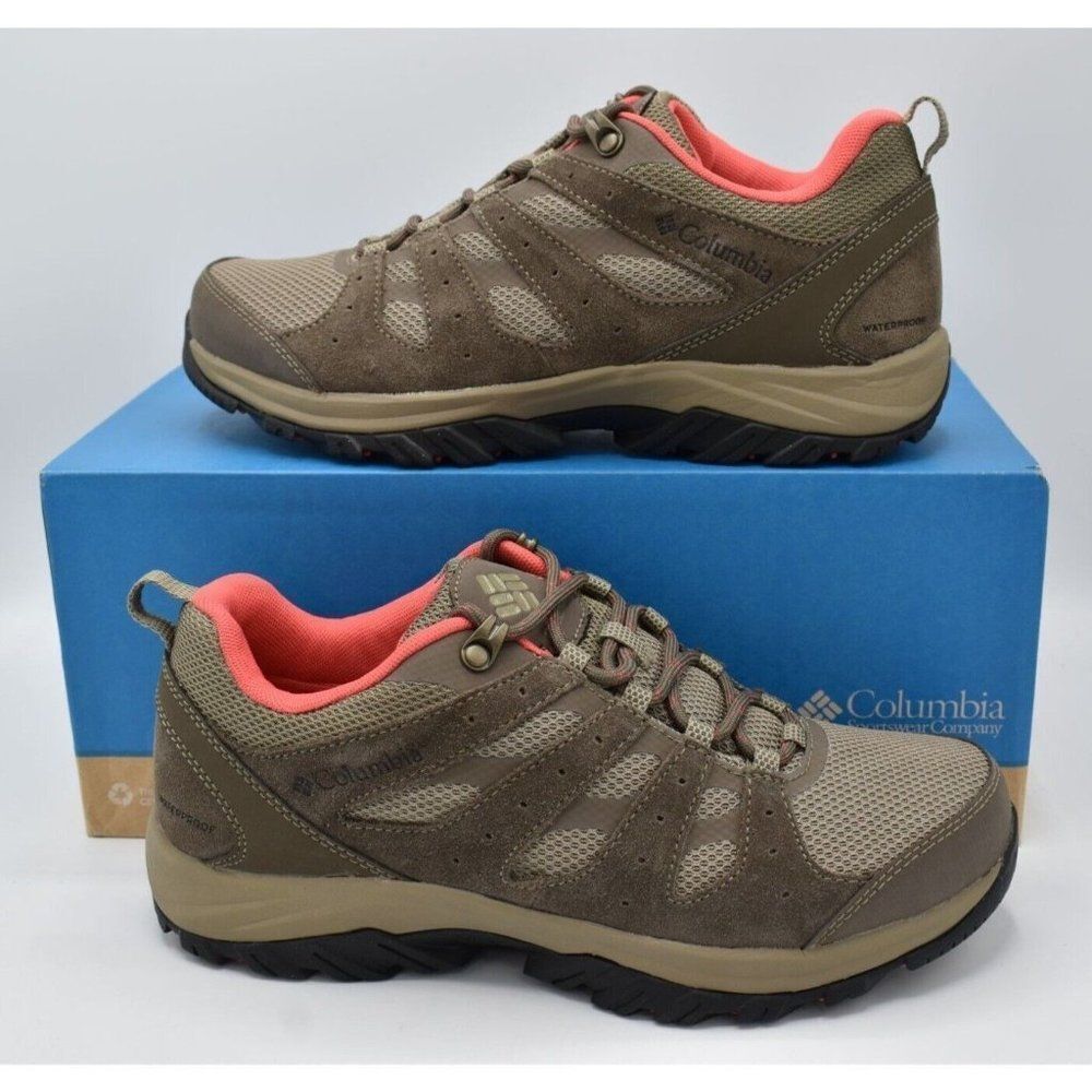 Columbia Womens Size 10 Redmond III Low Red Coral Waterproof Hiking Sneakers